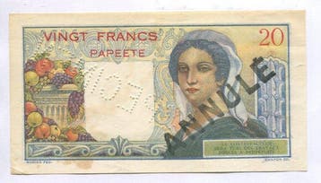 Tahiti. - 20 Francs - ND (1954) - Specimen - Pick 21bs