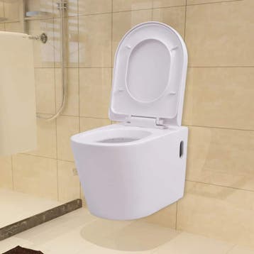 vidaXL Hangend toilet met verborgen stortbak keramiek wit, Doe-het-zelf en Bouw, Verzenden, Nieuw
