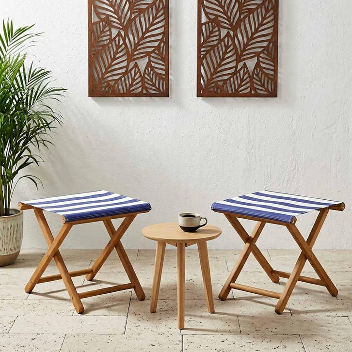 vidaXL Ligstoel 2 pcs massief eucalyptushout Blauw en Wit, Jardin & Terrasse, Chaises longues, Envoi