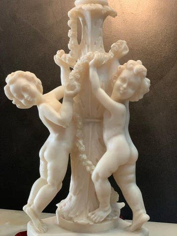Lamp - Albast - Neoklassiek-Putti lamp