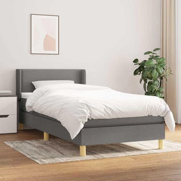 vidaXL Boxspring met matras stof donkergrijs 90x200 cm, Verzenden, Nieuw