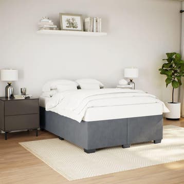 vidaXL Bedframe zonder matras 140x200 cm fluweel donkergrijs, Huis en Inrichting, Verzenden, Nieuw
