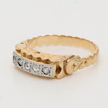 Bague - 14 carats Or jaune - Diamant ; taillé en rose, Nieuw