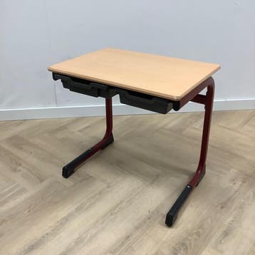 complete schoolset Ergoswing, 10 stuks tafels + stoelen, Huis en Inrichting, Stoelen, Gebruikt, Rood, Hout, Vijf, Zes of meer stoelen