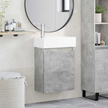 vidaXL Badkamermeubel met kraan Betongrijs 45,5 x 22,5 x 84, Verzenden, Nieuw