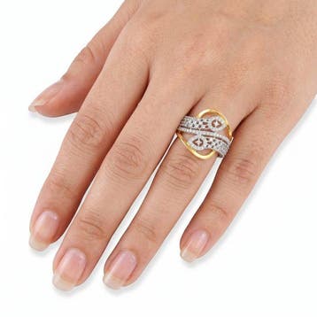 Ring - 14 karaat Geel goud - 0.96ct. tw. Diamant, Handtassen en Accessoires, Ringen, Nieuw