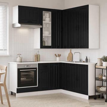 vidaXL Keukenblok LUCCA 8 st Zwart Bewerkt hout, Verzenden, Nieuw