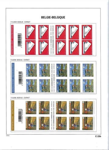 Belgique 2008 - les carnets de timbres autocollants selon