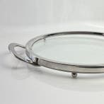 Dienblad - Art Deco centerstuk met glas - Verzilverd, Glas -, Antiek en Kunst