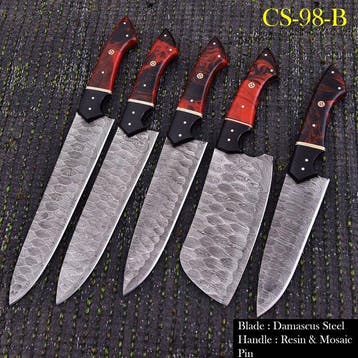 Keukenmes - Chefs knife - Gevouwen staal, hars en zwarte G, Antiek en Kunst