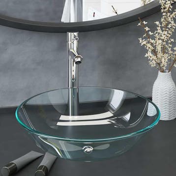 vidaXL Wastafel met kraan en pop-up afvoer gehard glas, Verzenden