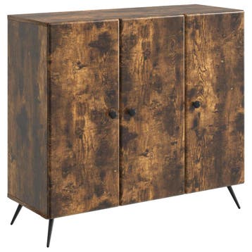 vidaXL Dressoir Gerookt eiken 89 x 34,5 x 80 cm Bewerkt hout, Verzenden, Nieuw