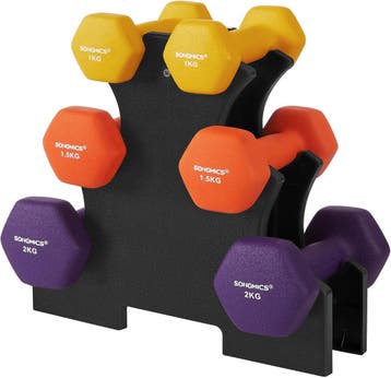 Dumbbellset halterset, 3 paar - totaal 9 kg - 2x1 kg, 2x1.5, Verzenden, Nieuw