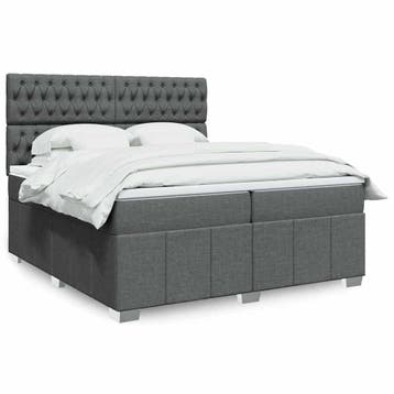 vidaXL Boxspring met matras stof donkergrijs 200x200 cm, Verzenden, Nieuw