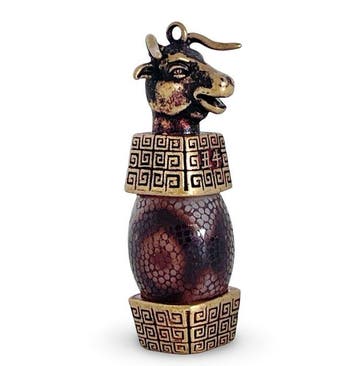 Tibetaans amulet met prachtige DZI-parel, Chinees