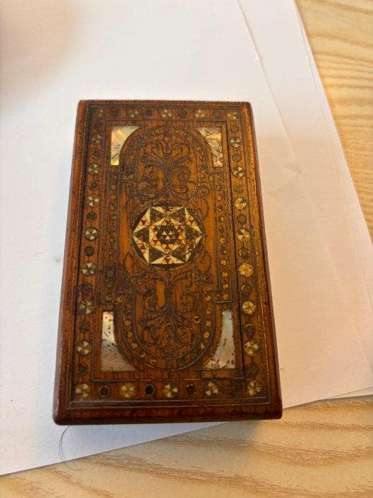 Presse-papiers - Marbre, Bois - Noyer, Nacre, Marbre, Bois -, Antiquités & Art, Curiosités & Brocante