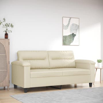 vidaXL Tweezitsbank / zetel 140 cm kunstleer crèmekleurig, Verzenden