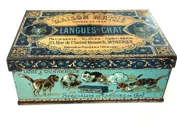 Art Nouveau koekjesdoos “Langues de Chats” Maison Mathé