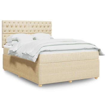 vidaXL Boxspring met matras stof crèmekleurig 160x200 cm, Verzenden, Nieuw