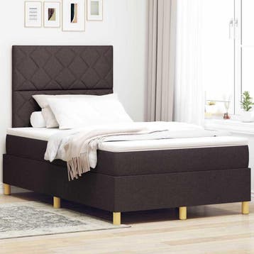 vidaXL LED Box Spring Bed met hoofdeinde Donkerbruin 120 x, Maison & Meubles, Chambre à coucher | Lits, Verzenden
