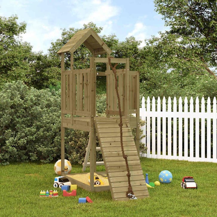 vidaXL Speelhuis met klimwand geïmpregneerd grenenhout, Kinderen en Baby's, Speelgoed | Buiten | Speeltoestellen, Nieuw, Verzenden
