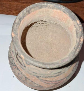 Indus Vallei Aardewerk Vaas - 8 cm - geometrische motieven