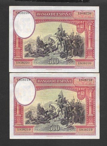 Spanje. - 2 x 500 Pesetas 1935 - Pick 89 - Consecutives