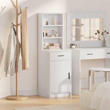vidaXL Highboard Wit 41 x 40 x 135 cm Bewerkt hout, Huis en Inrichting, Kasten | Dressoirs, Verzenden, Nieuw