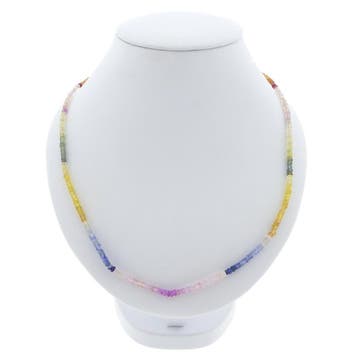 9 karaat multigekleurde saffier kralenketting, Gebruikt, Geel, Ophalen of Verzenden, Met edelsteen