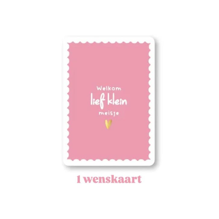 1 Wenskaart Kaartje - Welkom lief klein meisje - roze - b..., Diversen, Wenskaarten, Nieuw, Ophalen of Verzenden