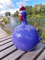 Statue, funny purple balloon chicken - 40 cm - polyrésine