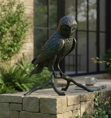 sculptuur, Owl on Branch - 11 kg - 60 cm - Brons