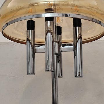 Lampe de bureau - Chromé(e), Verre, Métal - Lampe de table