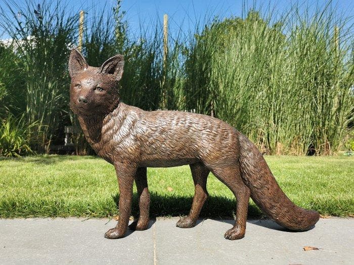 Beeldje, Bronzen Vos - 38 cm - Brons, Antiek en Kunst, Curiosa en Brocante