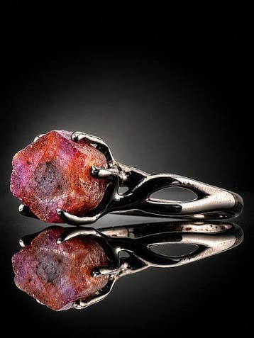 Turmalijn Statement Ring - Sterling Zilver - Grote, Antiek en Kunst