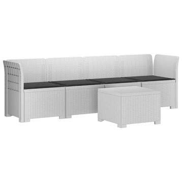 vidaXL 4-Zits Tuin Sofa met Kussens Rieten Look PP Wit, Verzenden