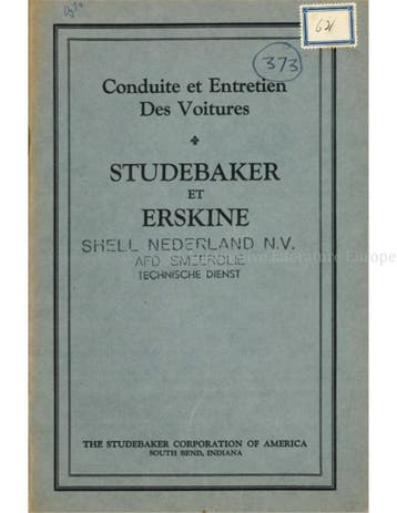 1927 STUDEBAKER | ERSKINE INSTRUCTIEBOEKJE FRANS