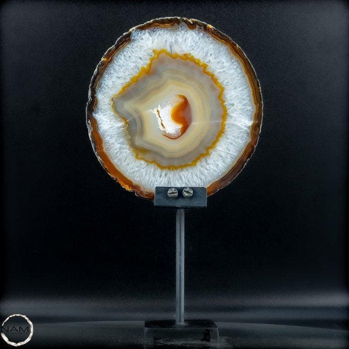 Exclusieve agaatschijf uit Brazilië – Natuurkunst in, Verzamelen, Mineralen en Fossielen