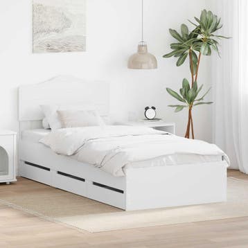 vidaXL Bedframe met lade met hoofdeinde Wit 90 x 200 cm, Verzenden, Nieuw