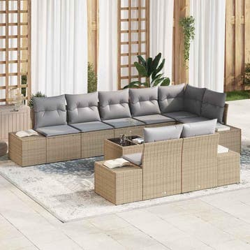 vidaXL Tuinbank Set met opslag Beige en Lichtgrijs Poly, Verzenden, Nieuw