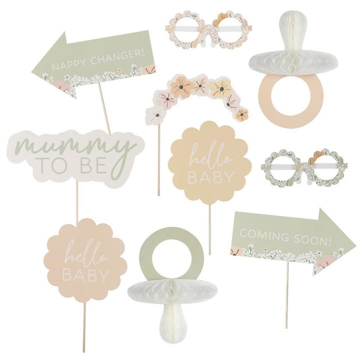 Babyshower Photobooth Props 10st, Hobby & Loisirs créatifs, Articles de fête, Envoi