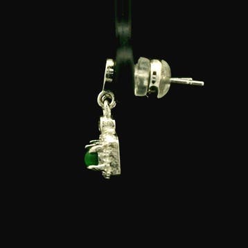 Jade - Staal, Jadeiet cabochon druppeloorbellen –