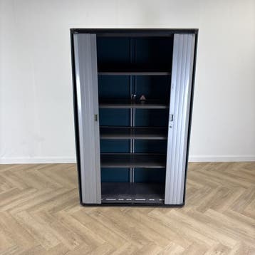 Gispen roldeurkast vv 4 legborden (hxbxd) 194x120x48 cm, Gebruikt