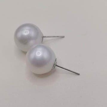 Zonder minimumprijs - Oorbellen Platina Parel - 11 mm, Nieuw