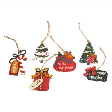 Set van 6 Kersthangers Kerstmis Decoratie Houten Kerstballen, Verzamelen, Verzenden, Nieuw