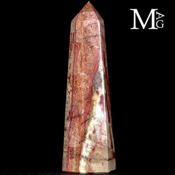 Obélisque en jaspe polychrome rouge – Madagascar – Couleurs