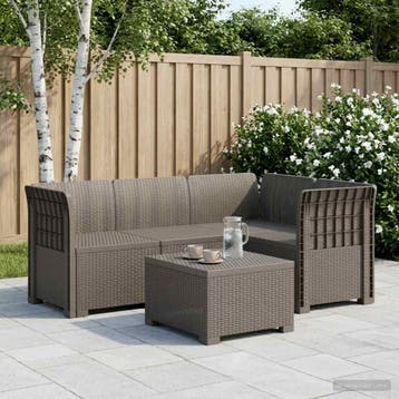 vidaXL 4-Persoons Tuin Sofa Rattan Look PP Lichtgrijs, Verzenden
