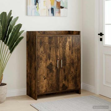 vidaXL Schoenenkast Gerookt eiken 73,5 x 36 x 92 cm Bewerkt, Verzenden