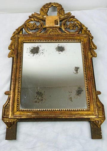 Wandspiegel - Hout, bladgoud - Lodewijk XVI, Achttiende Eeuw, Antiek en Kunst