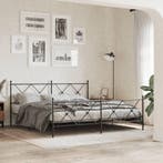 vidaXL Bedframe met hoofd- en voeteneinde metaal zwart, Verzenden